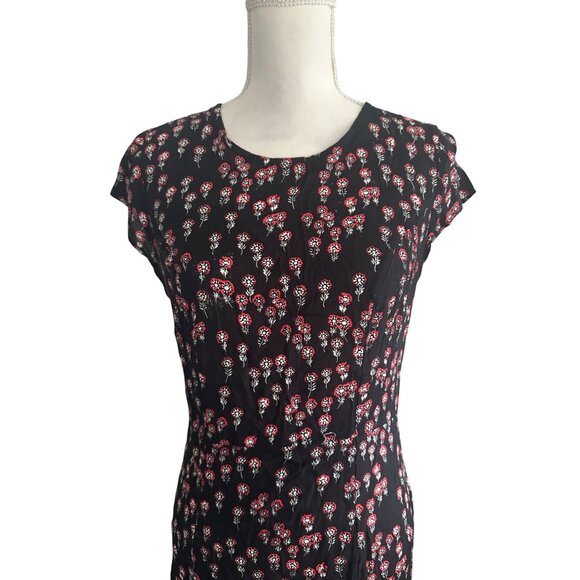FREE PEOPLE Black Red Floral Print Midi Dress Size 6 - Picture 2 of 8